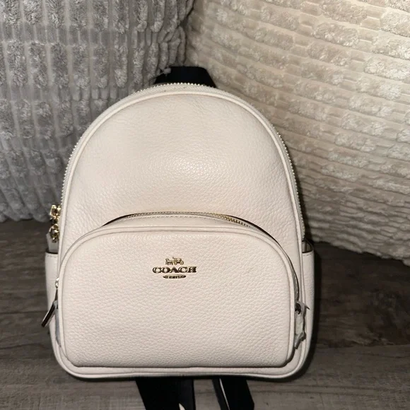 COACH Designer Cream Pebbled Leather Backpack Bag Vintage COACH Beige Pebbled Leather Sonoma Drawstring  main image 4